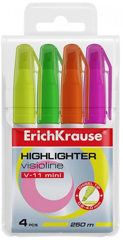 Erich Krause Набор текстмаркеров Visioline Mini, 4 шт. Erich Krause 