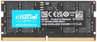 Crucial Модуль памяти SODIMM DDR5 16GB Crucial PC5-38400 4800MHz CL40 1.1V CT16G48C40S5 