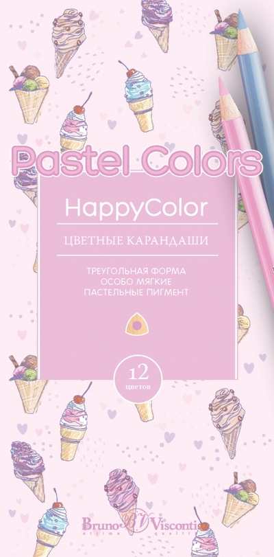 Bruno Visconti Карандаши цветные HappyColor, 12 пастельных цветов, в ассортименте Bruno Visconti 1780996 