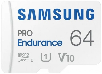 Samsung Карта памяти MicroSDXC 64GB Samsung PRO Endurance (для видеорегистратора) Class 10, UHS-I, W 30 МБ/с, R 100 МБ/с, адаптер на SD MB-MJ64KA/EU 