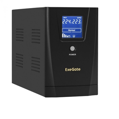 Exegate Источник бесперебойного питания Exegate EX292635RUS 2200VA/1300W, LCD, AVR,2*Schuko,RJ45/11,USB, металлич SpecialPro Smart LLB-2200.LCD.AVR.2SH.RJ.USB EX292635RUS