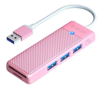 Orico Разветвитель Orico с 3xUSB-A 3.0, 1xTF/SD, 5 Гбит/с, подключение через USB-A, кабель 0,15м, розовый PAPW3AT-U3-015-PK-EP ORICO-PAPW3AT-U3-015-PK-EP