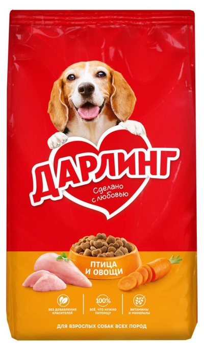 Дарлинг Сухой корм для собак Дарлинг птица и овощи, 2 кг