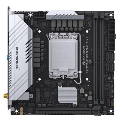 MaxSun Материнская плата mini-ITX MAXSUN (LGA1700, B760, 2*DDR4 (5333), 4*SATA 6G RAID, 2*M.2, PCIE, 2.5Glan, WiFi, BT, HDMI, DP, Terminator B760ITX D4 WIFI 6940709692196
