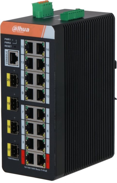 DAHUA Коммутатор управляемый Dahua 16-портовый гигабитный с PoE, промышленное исполнение DH-IS4420-16GT-240 