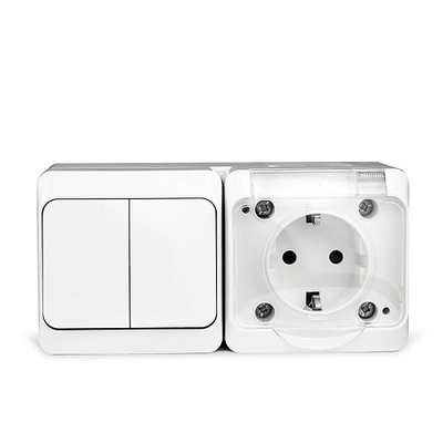 TOKOV ELECTRIC Блок TOKOV ELECTRIC ОП Nix (розетка 16А 250В с заземл. 2-кл. выкл. 10А) IP54 бел TKE-NX-V2RZ-C01T-IP54 