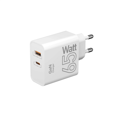 LYAMBDA Зарядное устройство сетевое Lyambda 65Вт GaN c 2-мя выходами (USB-C PD65W + USB-A QC 18W) SLT-65-V2 