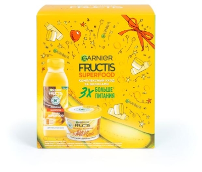 Garnier Подарочный набор Garnier Fructis Superfood, Шампунь для волос 350 мл + маска для волос 390 мл 