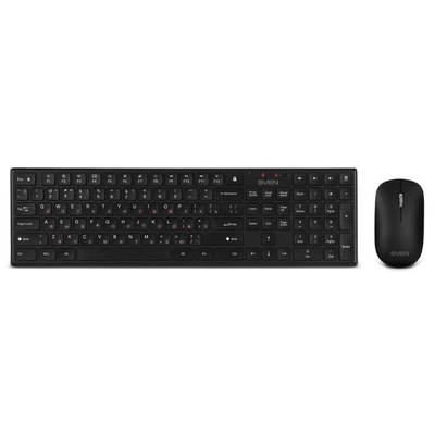 SVEN Клавиатура и мышь Wireless Sven чёрные, тип клавиш ножничный (109 кл.,12Fn, 1000DPI, 2+1 кл.) KB-C2550W SV-021672