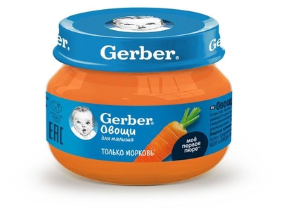 GERBER Пюре овощное Gerber Морковь для первого прикорма с 4 мес., 71 г 