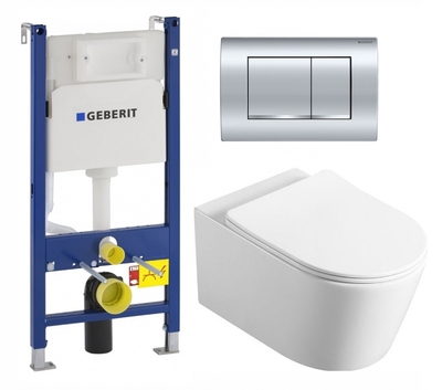 Geberit Комплект 3 в 1 инсталляция Geberit Duofix Delta30 458.163.21.1 + Унитаз Vincea Cute VT1-24 + кнопка хром 