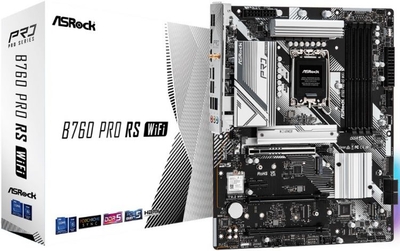 AsRock Материнская плата ATX ASRock (LGA1700, B760, 4*DDR5 (7200), 4*SATA 6G RAID, 3*M.2, 4*PCIE, 2.5Glan, WiFi, BT, HDMI, DP, USB Type-C, 5 B760 PRO RS WIFI 