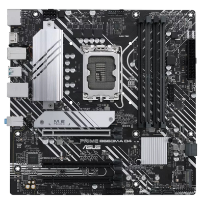 ASUS Материнская плата mATX ASUS (LGA1700, B660, 4*DDR4 (5333), 4*SATA 6G RAID, 2*M.2, 3*PCIE, Glan, 2*HDMI, DP, 2*USB 3.2, 4*USB 2.0) PRIME B660M-A D4-CSM 90MB19K0-M1EAYC