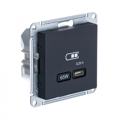 Schneider electric USB Розетка Systeme Electric (Schneider Electric) AtlasDesign тип-C 65W высокоскоростная зарядка QC, PD, механизм, КАРБОН ATN001027 