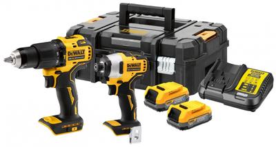 DeWalt Набор DeWALT: бесщеточная дрель-шуруповерт DCD709 и винтоверт DCF809 18В, АКБ 2х1.7 Ач, З/У, кейс, DCK2062E2T-QW 