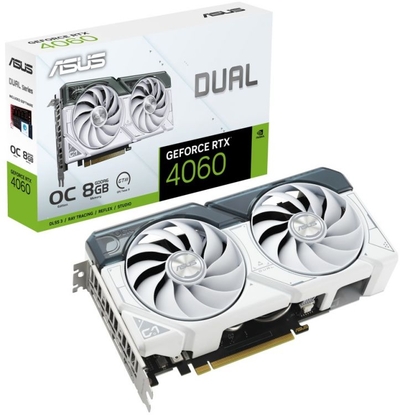 ASUS Видеокарта PCI-E ASUS 8GB GDDR6 128bit 5nm 1830/17000MHz HDMI/3*DP GeForce RTX 4060 DUAL (DUAL-RTX4060-O8G-WHITE) 90YV0JC2-M0NA00