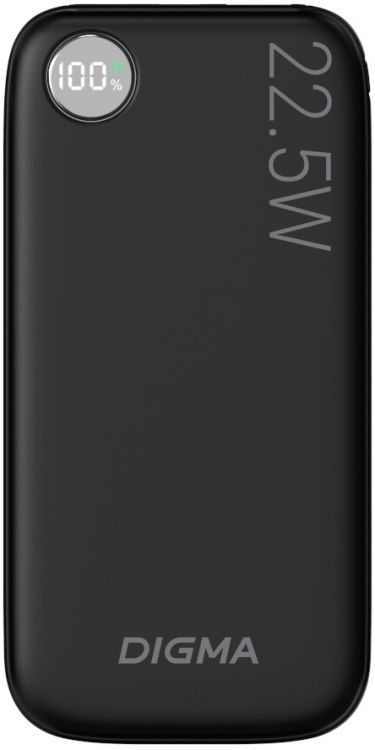 Digma Аккумулятор внешний портативный Digma 10000mAh QC3.0/PD3.0 22.5W 3A USB-A/USB-C черный DGPF10B DGPF10B22PBK