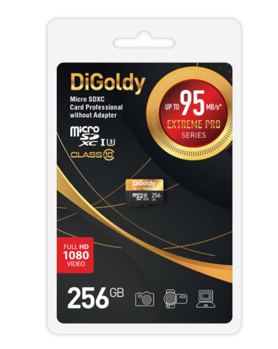 DiGoldy Карта памяти MicroSDXC 256GB DiGoldy Class 10 Extreme Pro UHS-I U3 (95 Mb/s) без адаптера DG256GCSDXC10UHS-1-ElU3 w 