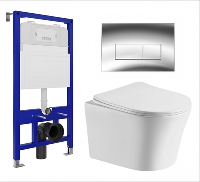 Enio Комплект 3 в 1 инсталляция Enio Tecnico 52 EN8050052 + Подвесной унитаз Cerutti Spa Adige Aria CT7837 + кнопка хром EN8050052+EN8050801+7837 