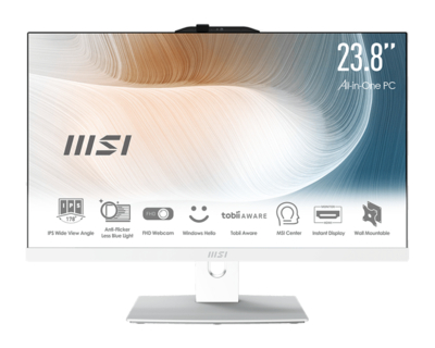 MSI Моноблок 23.8'' MSI 9S6-AE0712-400 i3-1215U, 8GB, 256GB SSD, UHD graphics, 1920x1080, IPS, WiFi, BT, cam, wireless kbd/mouse Eng/Rus Modern AM242P 12M 9S6-AE0712-400