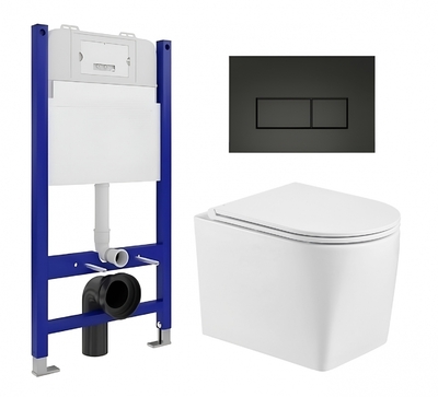 Enio Комплект 3 в 1 инсталляция Enio Tecnico 50 EN8050050 + Унитаз подвесной WeltWasser Nesenbach 004 GL-WT + кнопка черная матовая EN8050050+EN8050803+10000008265 