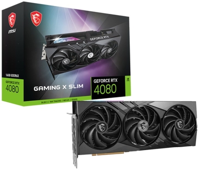 MSI Видеокарта PCI-E MSI 16GB GDDR6X 256bit 5nm 2295/23000MHz HDMI/3*DP GeForce RTX 4080 SUPER (RTX 4080 SUPER 16G GAMING X SLIM) RTX 4080 SUPER 16G GAMING X SLIM