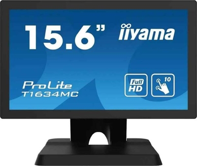 IIYAMA Монитор 15,6" Iiyama IPS, 1920x1080, 16:9, 60Hz, 25ms, 450cd, 178гр/178гр, HDMI, VGA, DP, Touch, черный T1634MC-B8X