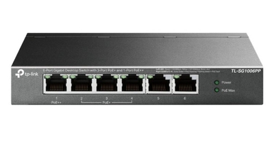 TP-LINK Коммутатор TP-LINK 6-Port Gigabit Desktop Switch with 3-Port PoE+ and 1-Port PoE++ TL-SG1006PP 