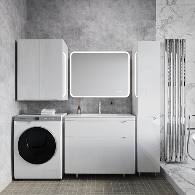 Style Line Тумба с раковиной Style Line Марелла 90 Люкс Plus напольная, 2 ящика, белый глянец Марелла СС-00002417 СС-00002417