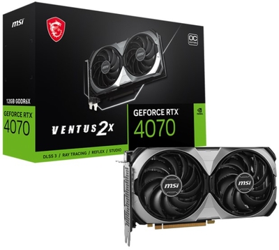 MSI Видеокарта PCI-E MSI 12GB GDDR6X 192bit 5nm 1920/21000MHz HDMI/3*DP GeForce RTX 4070 (RTX 4070 VENTUS 2X E 12G OC) RTX 4070 VENTUS 2X E 12G OC