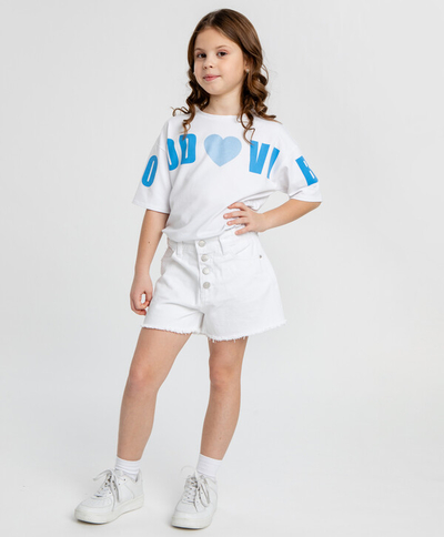 Button Blue Шорты джинсовые белые для девочки Button Blue (140) 124BBGJC60010200 