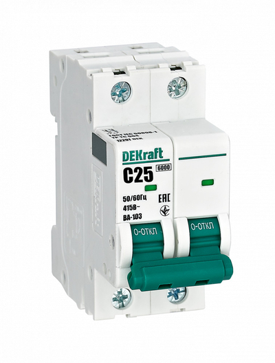 Dekraft Автоматический выключатель DEKraft 2Р 25А C ВА-103 6кА, 12291DEK 