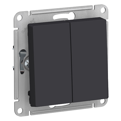 Schneider electric Выключатель двухклавишный проходной Systeme Electric (Schneider Electric) AtlasDesign 10А, карбон , 10 шт. ATN001065/10 