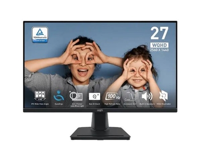 MSI Монитор 27" MSI 9S6-3PC3CM-041 2560x1440, 16:9, IPS Flat, 1ms(MPRT), 1300:1, 100M:1, 300nit, 178/178, 2xHDMI 2.0b, DP 1.2a, Speaker, Tilt, PRO MP275Q 9S6-3PC3CM-041