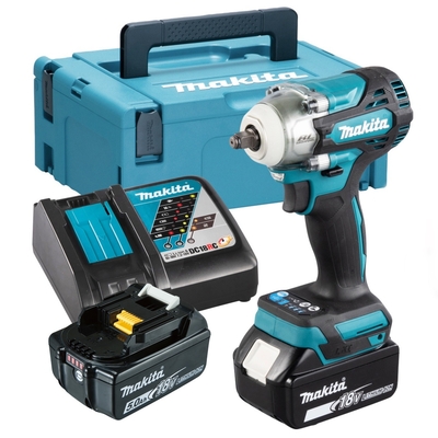 Makita Аккумуляторный ударный гайковерт Makita, 500 Нм, 3200 об/мин, 4000 уд/мин, с 2 АКБ 5 Ач и ЗУ, в кейсе MakPac, DTW302RTJ 