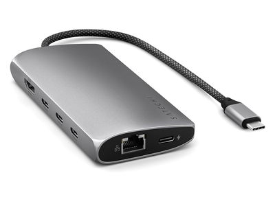 Satechi USB-хаб Satechi USB-C Multiport Adapter 8K With Ethernet V3 (5xUSB Type-C, HDMI, RJ-45, SD, micro-SD), Серый космос Док-станция ST-P8KEM ST-P8KEM