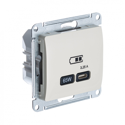 Schneider electric USB Розетка тип-C 65W Systeme Electric (Schneider Electric) Glossa высокоскоростная зарядка QC, PD, механизм, МОЛОЧНЫЙ GSL000927 
