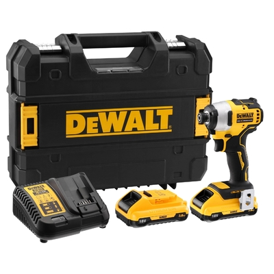 DeWalt Аккумуляторный бесщеточный шуруповерт DEWALT, 18 В, 190 Нм, 2800 об/мин, 3200 уд/мин, с 2 АКБ 3 Ач и ЗУ, в кейсе TSTAK, DCF809L2T DCF809L2T-QW 