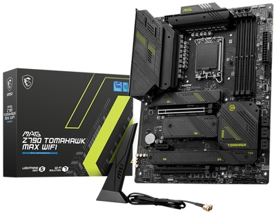 MSI Материнская плата ATX MSI (LGA1700, Z790, 4*DDR5 (7800), 8*SATA 6G RAID, 4*M.2, 3*PCIE, 2.5Glan, WiFi, BT, HDMI, DP, 2*USB MAG Z790 TOMAHAWK MAX WIFI 