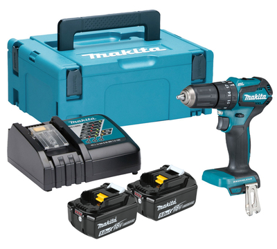 Makita Аккумуляторная дрель-шуруповерт Makita, 18 В, 1700 об/мин, 25500 уд/мин, с 2 АКБ 5 Ач и ЗУ, в кейсе MakPac, DHP483RTJ 