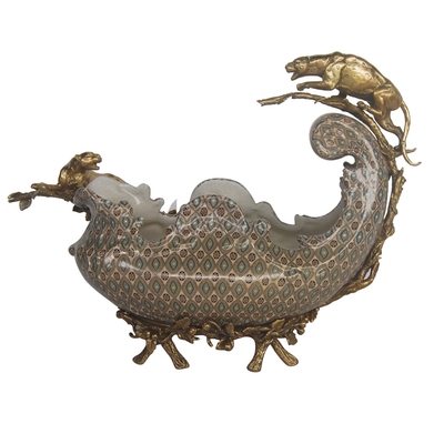 Glasar Декоративная чаша Glasar для фруктов с леопардом серая 45 x 18 x 32 см 