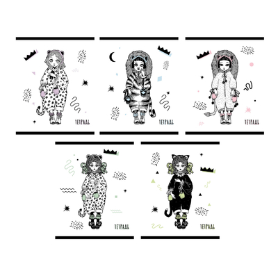 Listoff Тетрадь в клетку ListOff Kitty Girls А5 96 листов в ассортименте 