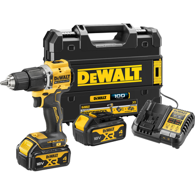 DeWalt Аккумуляторный бесщеточный ударный гайковерт DEWALT, 18 В, 68 Нм, 28050 уд/мин, 1650 об/мин, с АКБ 4 Ач и ЗУ, в кейсе TSTAK, DCD100YM2T DCD100YM2T-QW 