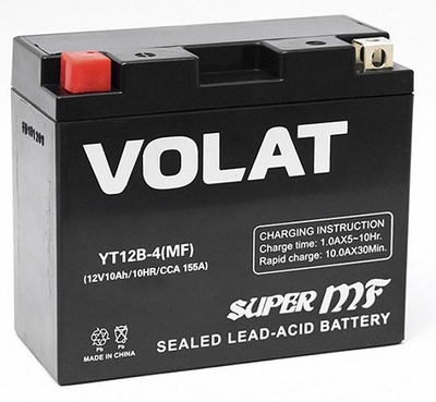 VOLAT Мотоаккумулятор VOLAT YT12B-4 MF L+ (10 А/ч) 