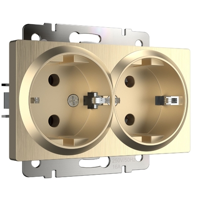 Werkel Розетка Werkel WL10-SKG-02-IP20 (шампань рифленый) 