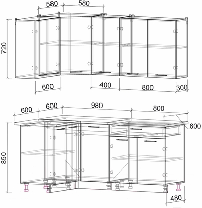 Интерлиния Готовая кухня Интерлиния Мила Лайт 1.2x1.8 
