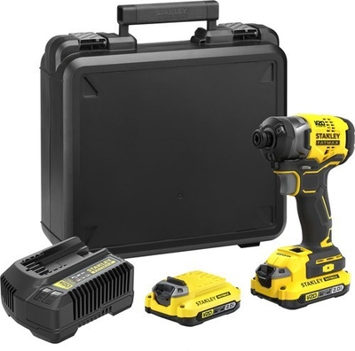 Stanley Аккумуляторный ударный шуруповерт STANLEY Fatmax SFMCF820D2K, 18В, 2 АКБ, ЗУ, кейс SFMCF820D2K-QW 