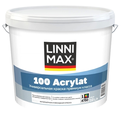 Linnimax Краска фасадная Linnimax 100 Acrylat цвет прозрачный база Б1 10 л 
