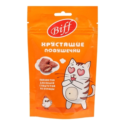 TITBIT TiTBiT Biff хрустящие подушечки для кошек с паштетом (Курица, 60 г.) 