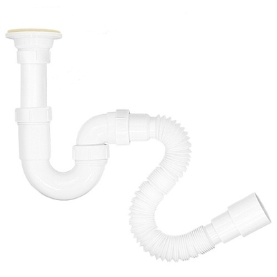 Masterprof Сифон для умывальника MasterProf 1 1/2х40 выпуск с нержавеющей решеткой, с гофротрубой 40х40/50 1 1/2х40, выпуск с нержавеющей